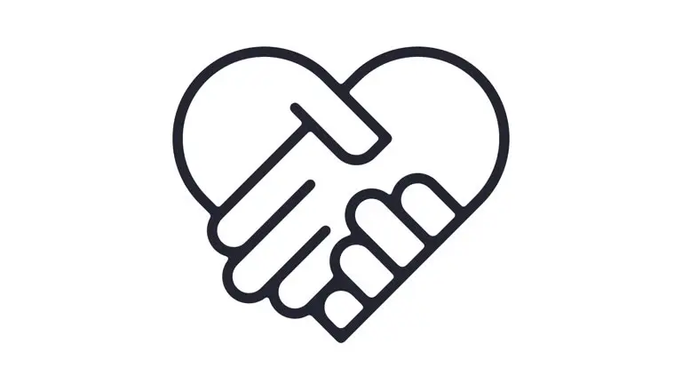 Holding hands heart icon.